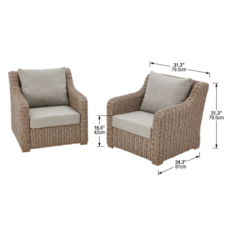 Better Homes & Gardens Bellamy Outdoor Wicker Club Lounge Chair, Dark Brown, 2 Pack | Walmart (US)