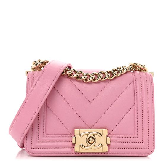 CHANEL Calfskin Chevron Quilted Small Boy Flap Pink | FASHIONPHILE | FASHIONPHILE (US)