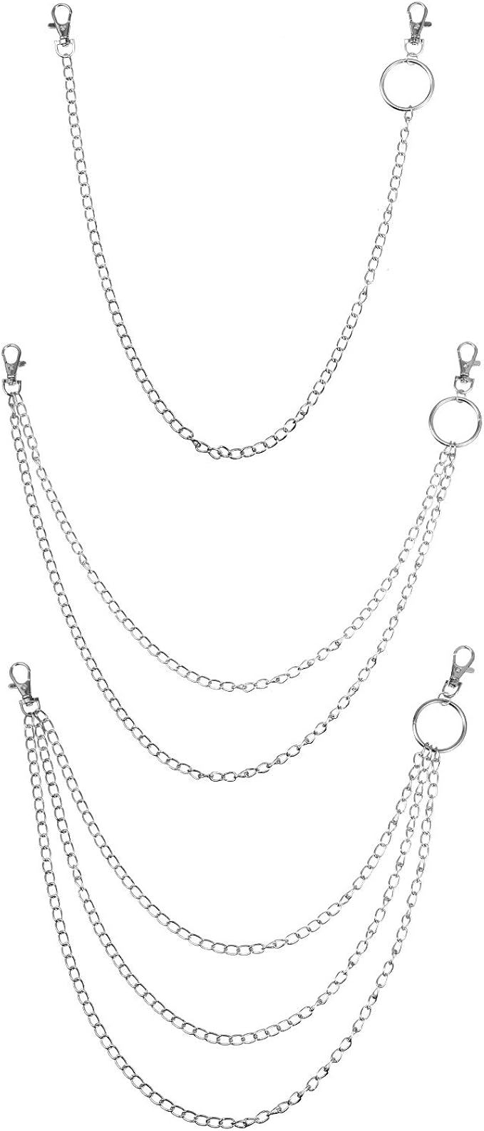 3 Pieces Jeans Chains Wallet Chain Pocket Chain Belt Chains Hip Hop Pants Chain | Amazon (US)