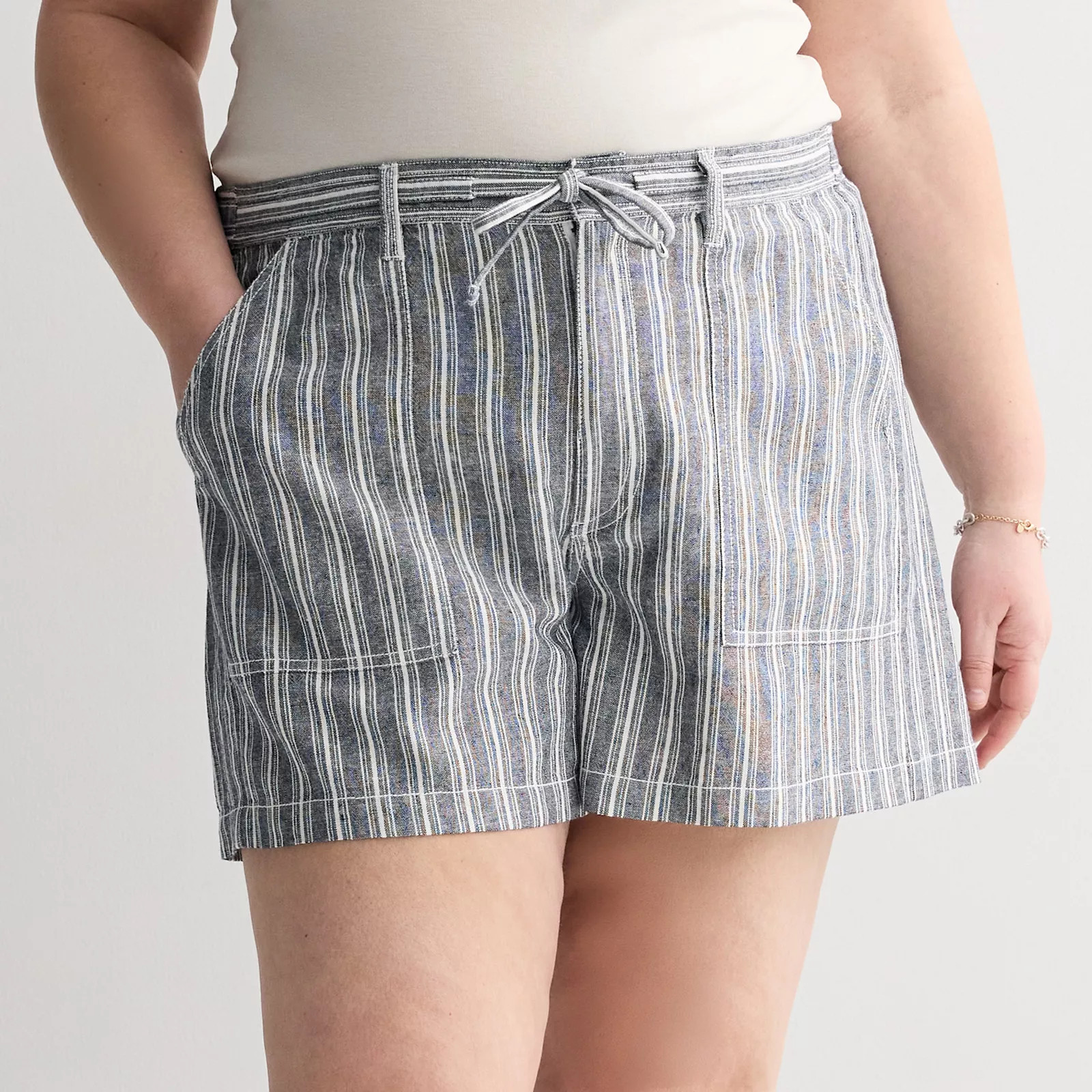 Plus Size Sonoma Goods For Life\u00ae Mid Rise Linen Blend Shorts | Kohl's