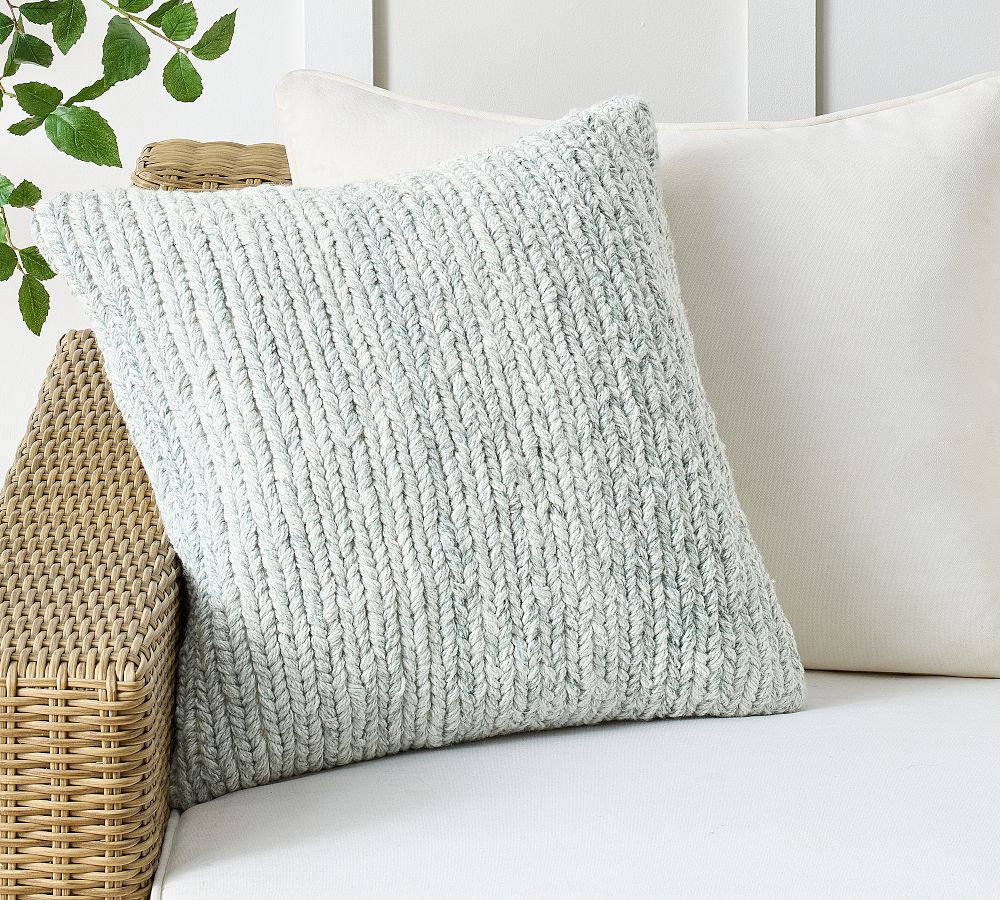 Sweater Knit Outdoor Pillow | Pottery Barn (US)