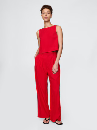 365 High Rise Linen-Blend Trousers | Gap (US)