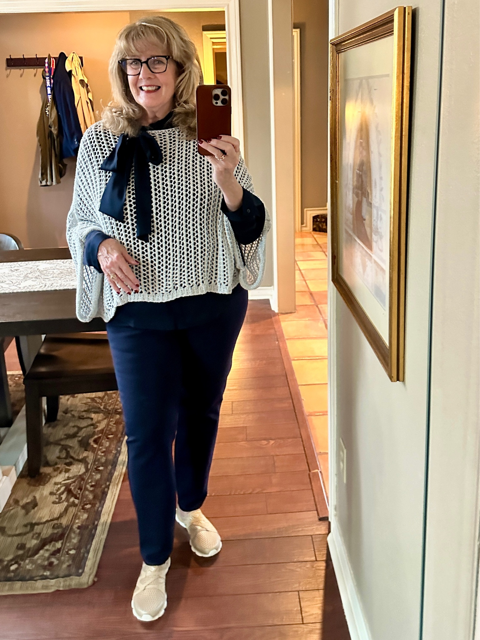 Another style tip for a bow blouse is to wear it under a cute topper and tie it to the side. 

#LTKMostLoved #LTKstyletip #LTKover40