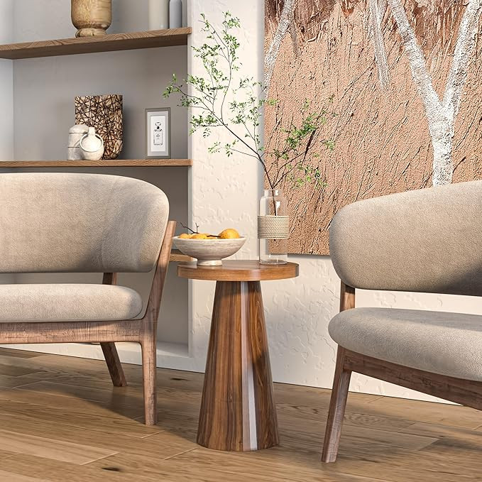 Round Fluted Accent End Table, Pedestal Side Small for Living Room, Mid Century Modern Night Stan... | Amazon (US)