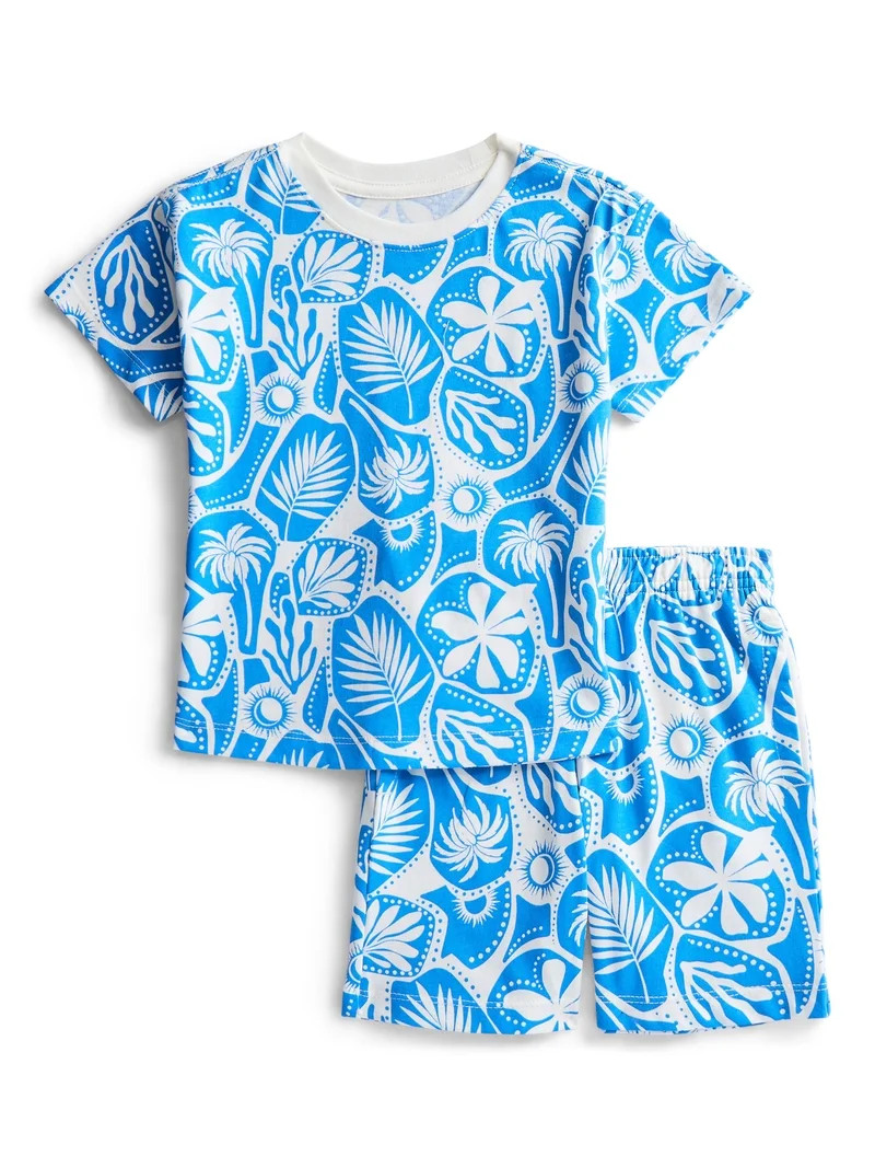 Wonder Nation Toddler Boys Short Sleeve Top and Shorts Outfit Set, 2-Piece, Sizes 12M-5T | Walmart (US)