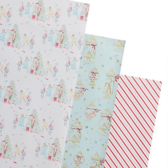 Nutcracker and Candy Holiday Wrapping Paper Rolls 3 Pack | World Market