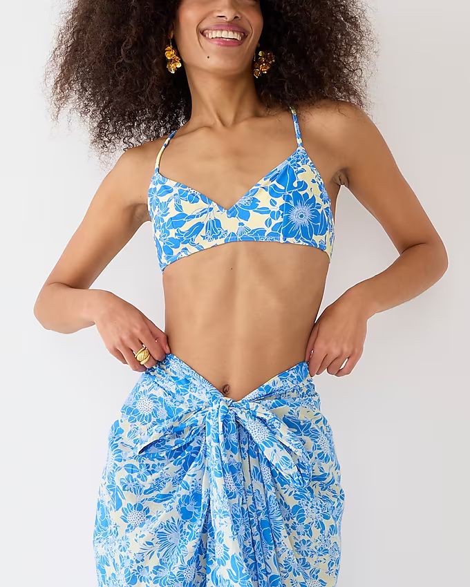 Draped sarong in blue floral | J.Crew US