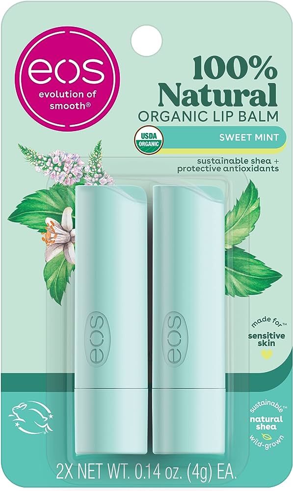 eos 100% Natural & Organic Lip Balm Sticks- Sweet Mint, All-Day Moisture, Dermatologist Recommend... | Amazon (US)