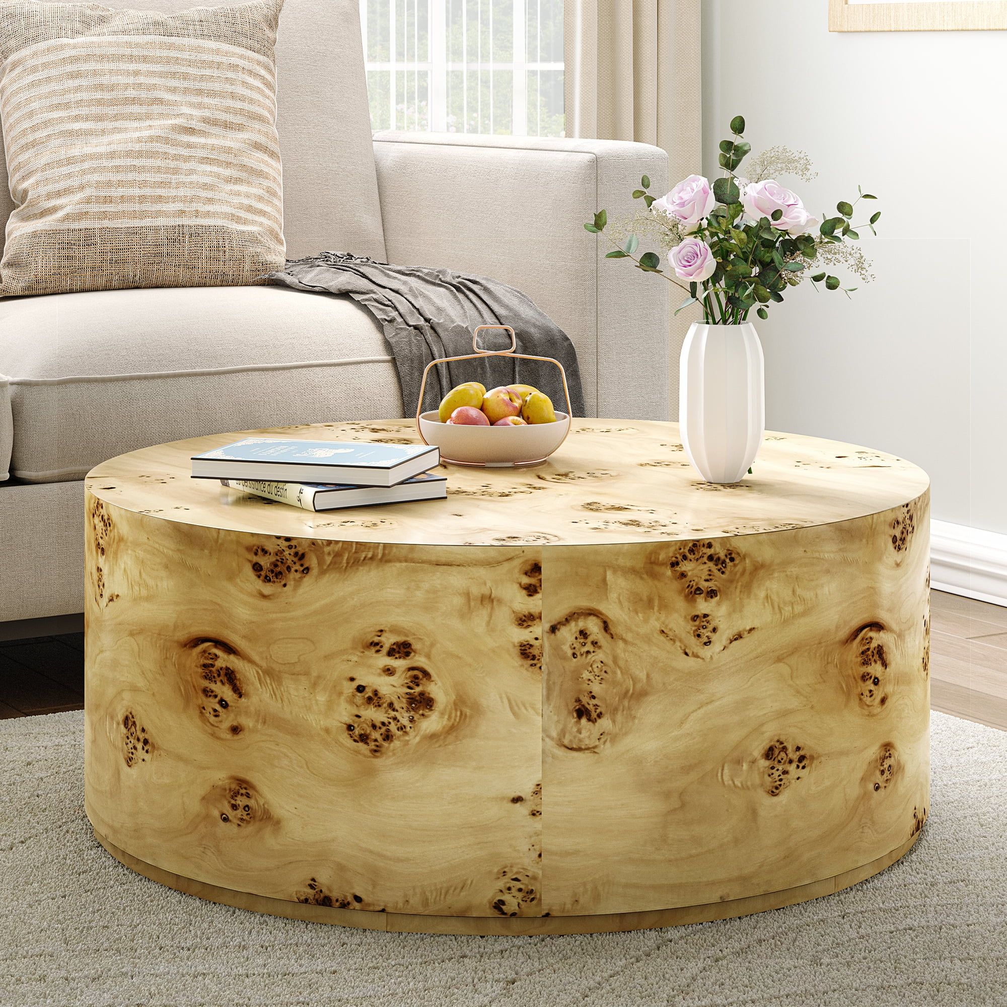 Dextrus 16''H Burl Wood Coffee Table | Walmart (US)