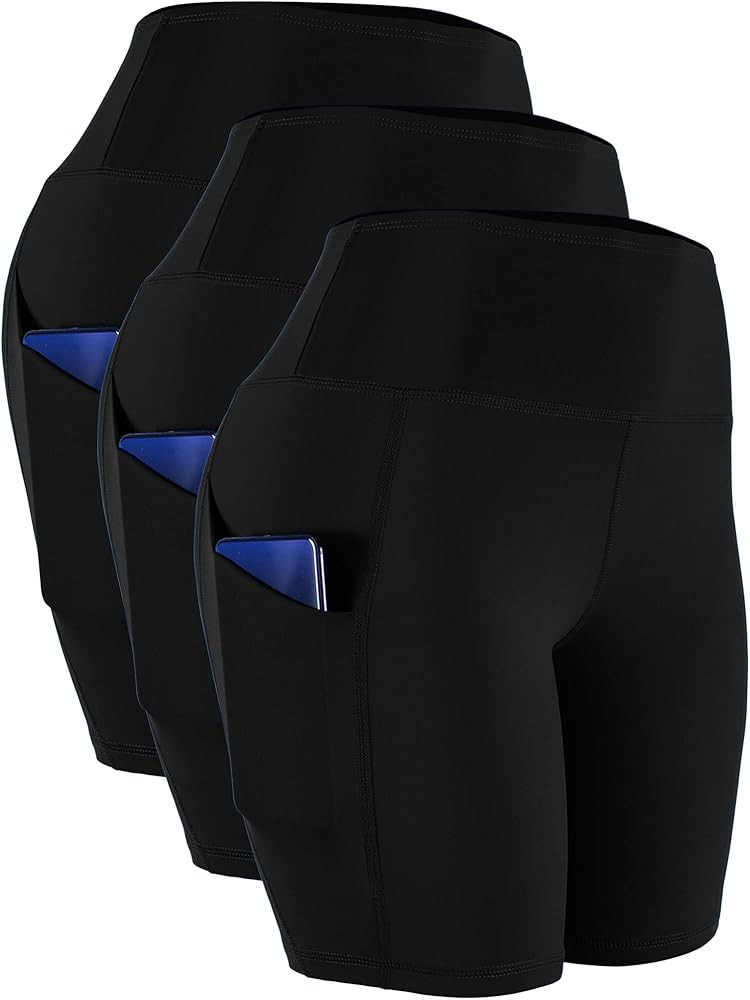CADMUS Women's High Waist Spandex Yoga Shorts for Bike Running Two Side Pockets | Amazon (US)