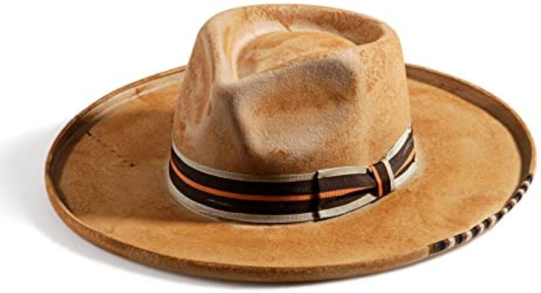 Vintage Pencil Brim Fedora Hats 100% Wool Felt Hat Panama Rancher Hat with Lightning Logo Handmad... | Amazon (US)