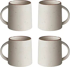Creative Co-Op Speckled Stoneware, Set of 4, Ivory and Brown Mug | Amazon (US)
