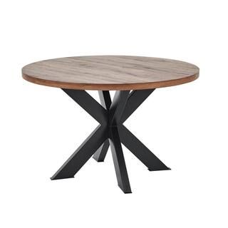 Best Master Furniture Dolph 47 in. Rustic Natural Oak Wood Round Dining Table | The Home Depot