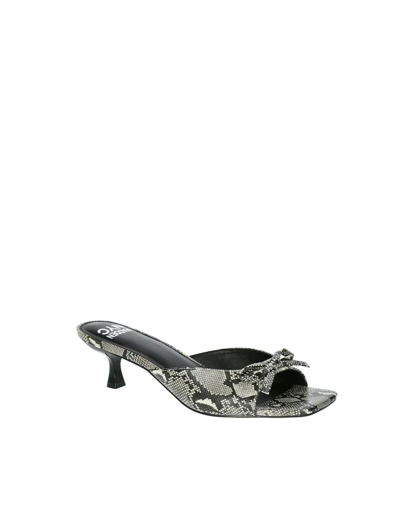 Madden NYC Women's Faux Snakeskin Kitten Heel Sandals with Bow | Walmart (US)
