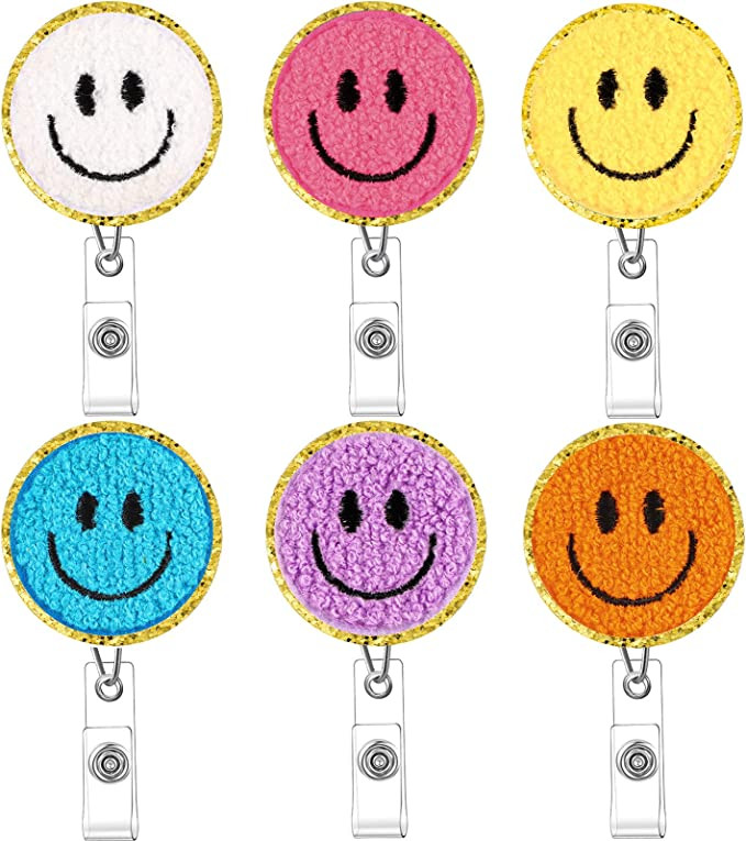 Tinlade Smile Face Badge Reel Retractable Cute Badge Clips ID Badge Holders Name Tag Holders Back... | Amazon (US)