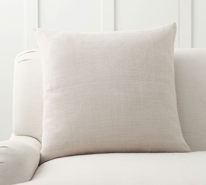 Belgian Linen Pillow Cover Made with Libeco™ Linen, 24 x 24", Bone | Pottery Barn (US)