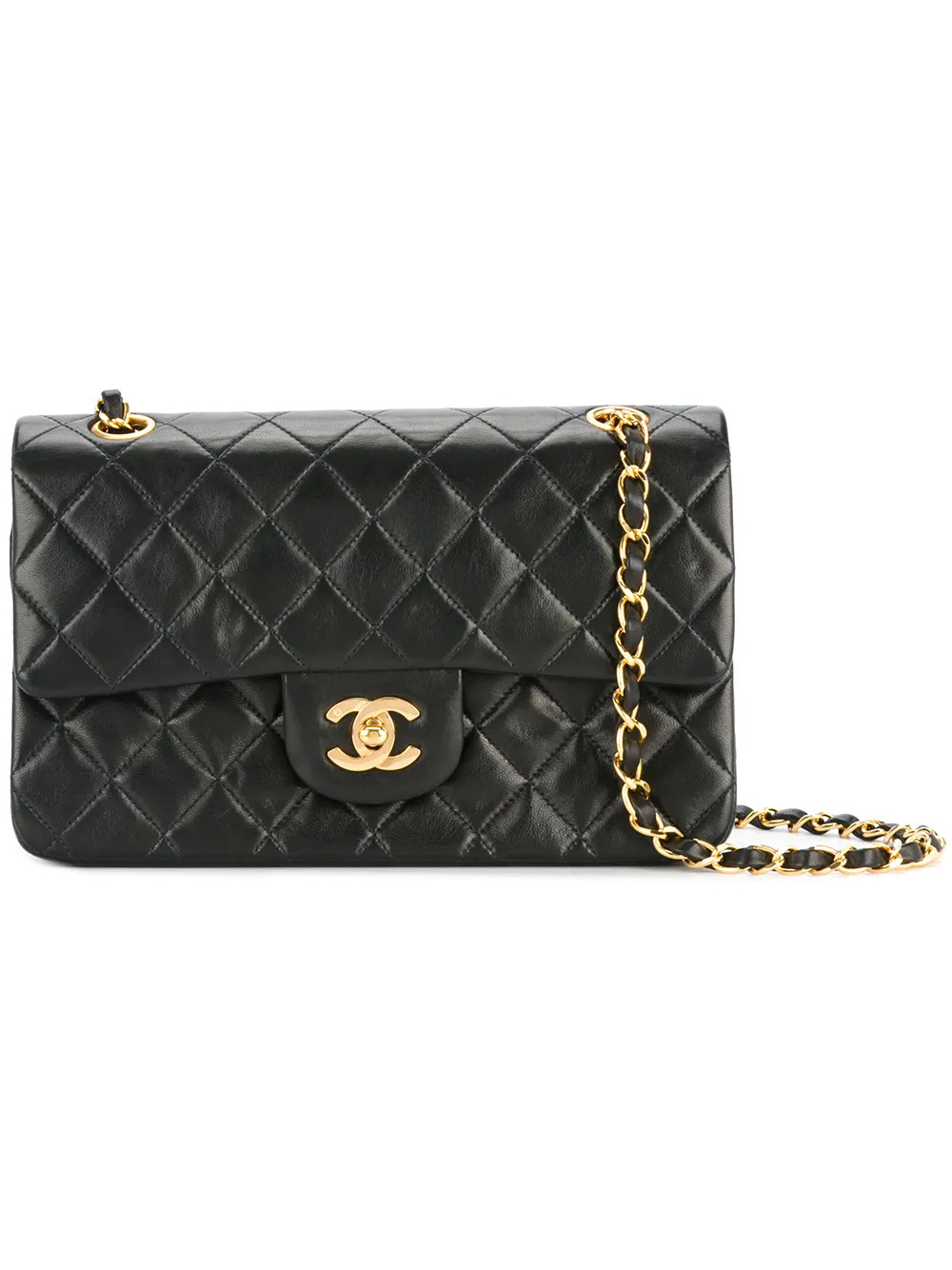 Chanel Vintage double flap shoulder bag - Black | FarFetch US