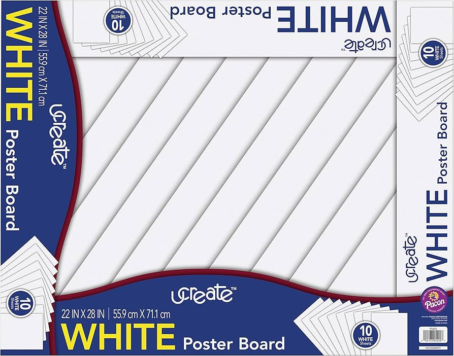 Ucreate PAC5420 Poster Board Packs, 22" x 28", White, 10 Sheets | Amazon (US)