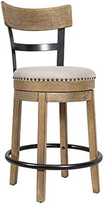 Ball & Cast swivel counter height stools, 24 inch barstool, Upholstered seat with nailhead trim, ... | Amazon (US)