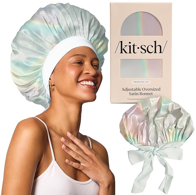 Kitsch XL Satin Bonnet for Sleeping - Softer Than Silk Hair Bonnet for Women - Secure Fit, Adjust... | Amazon (US)
