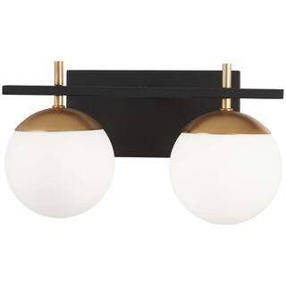 Alluria 2-Light Weathered Black with Autumn Gold Accents Bath Light | The Home Depot