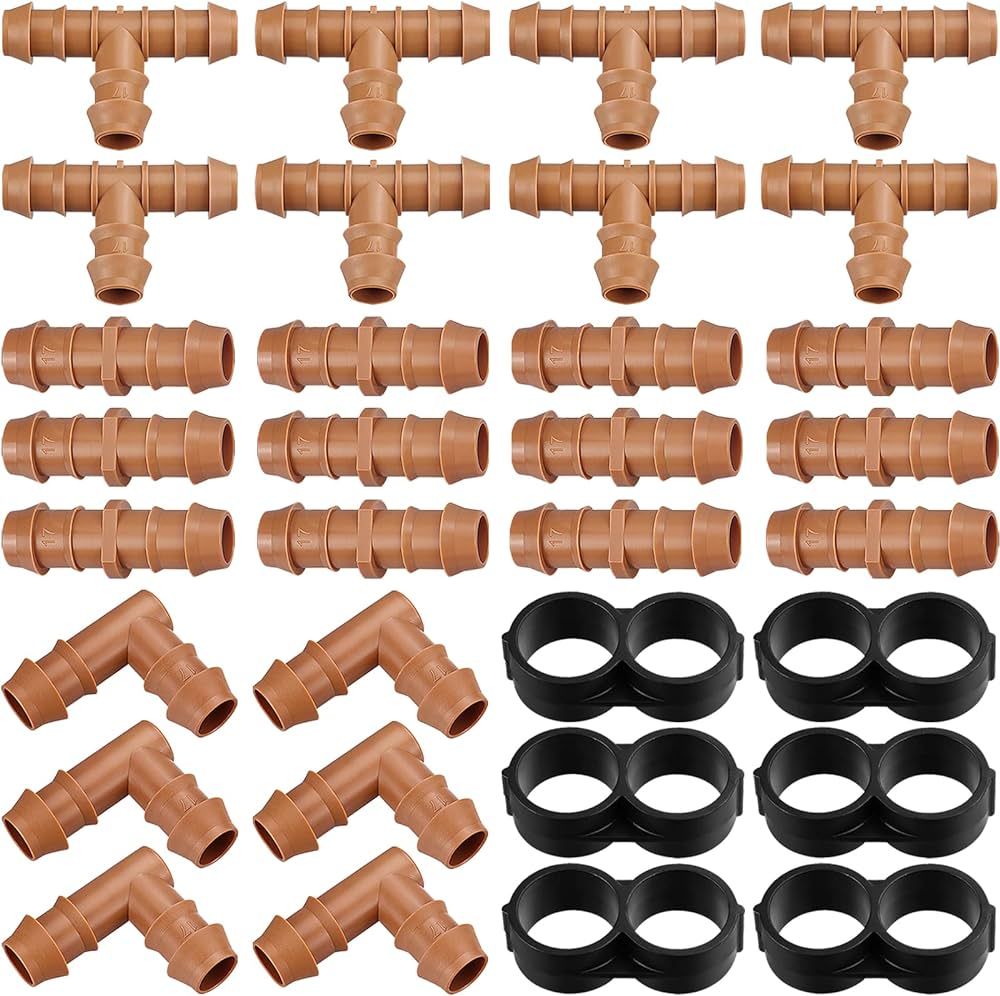 Drip Irrigation Fittings Kit for 1/2" Tubing, 32 Pieces Drip Line Connectors for Drip Sprinkler S... | Amazon (US)