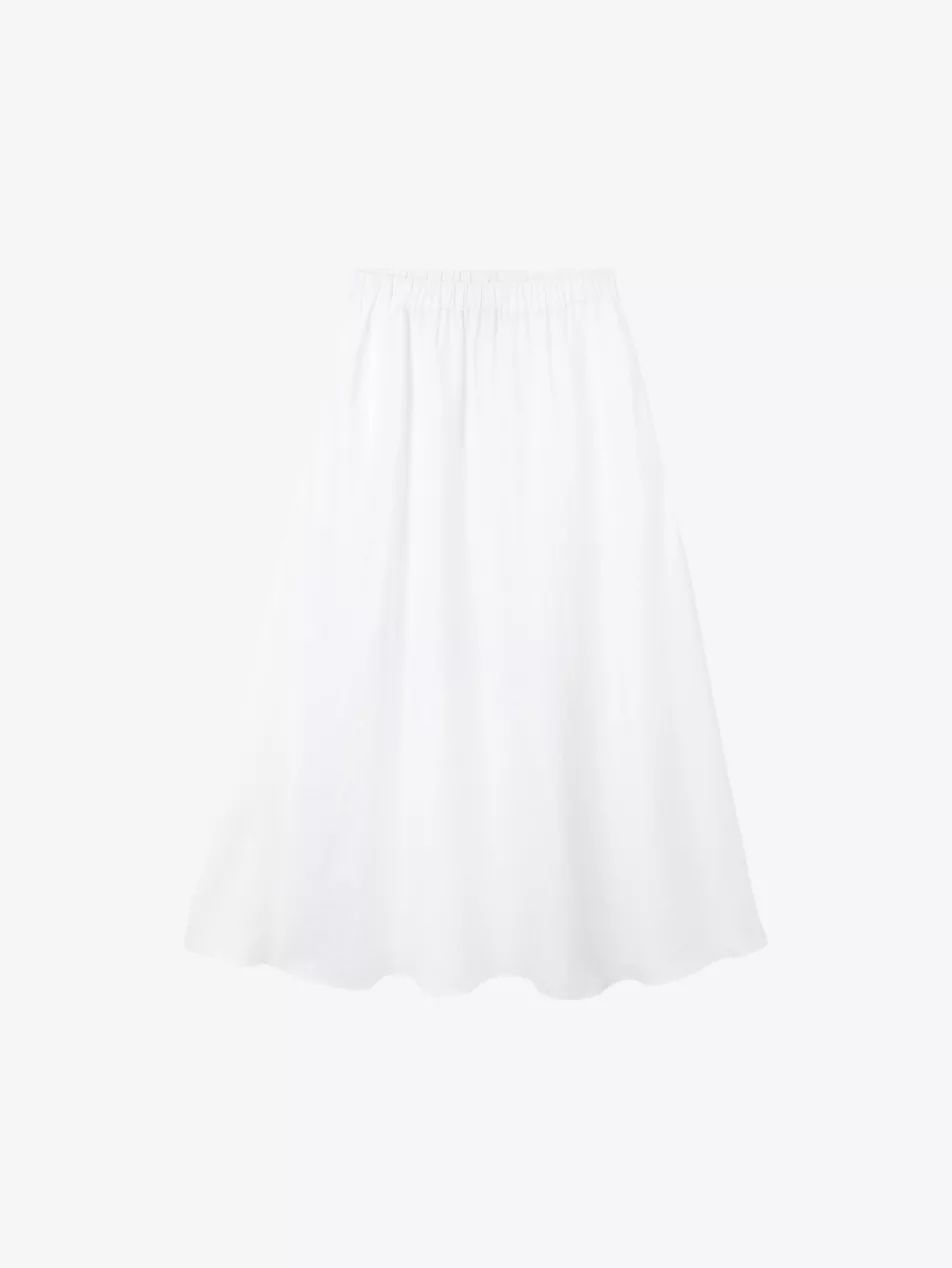 Relaxed-fit high-rise linen midi skirt | Selfridges
