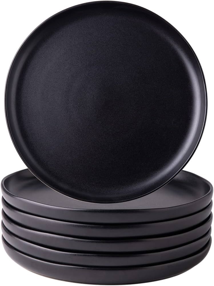 AmorArc Ceramic Dinner Salad Plates Set of 6, Wavy Rim 8.5 Inch Dish Set, The Dessert,Salad, Appe... | Amazon (US)
