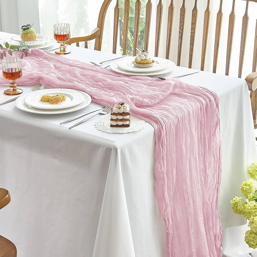 IVAPUPU 6 Pcs Cheesecloth Table Runner - 10ft Pink Boho Gauze Cheese Cloth Table Runners for Baby... | Amazon (US)