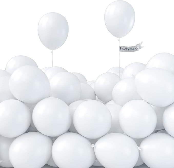 PartyWoo White Balloons, 50 pcs 5 Inch Matte White Balloons, White Balloons for Balloon Garland o... | Amazon (US)
