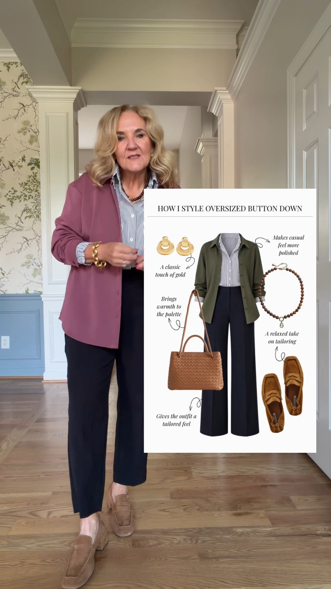 Such an easy comfortable but polished outfit. Air essentials oversized top is super airy knit soft. I wear a medium 
Amazon blouse size medium 
Black pants first pair size 8 petite 
Second pair medium regular 
The blue top from first picture is sold out

#LTKOver40 #LTKTravel #LTKWorkwear