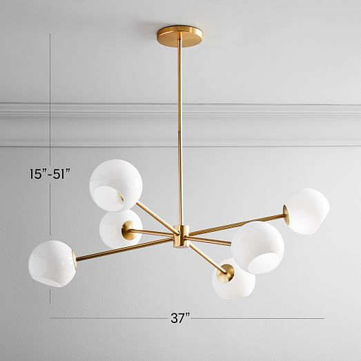 Staggered Glass 6-Light Chandelier (37") - Milk | West Elm (US)