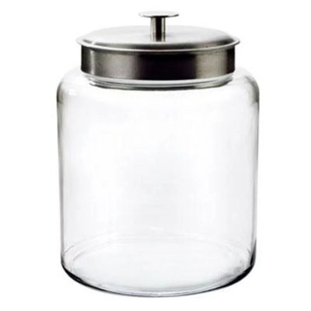 Anchor Hocking Montana Glass Jar with Fresh Sealed Lid, Brushed Metal, 2 Gallon | Walmart (US)
