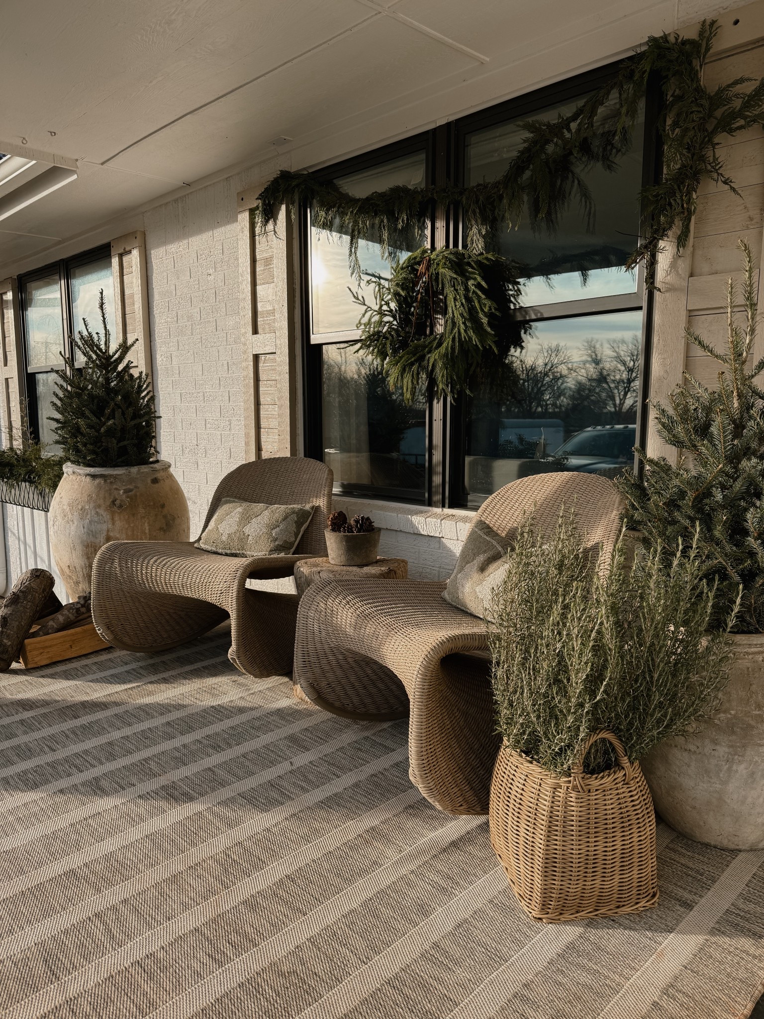 Fresh garland and trees for this years Christmas / winter porch! Also real rosemary plants! Shop my porch items here!

#LTKSeasonal #LTKHoliday #LTKHome