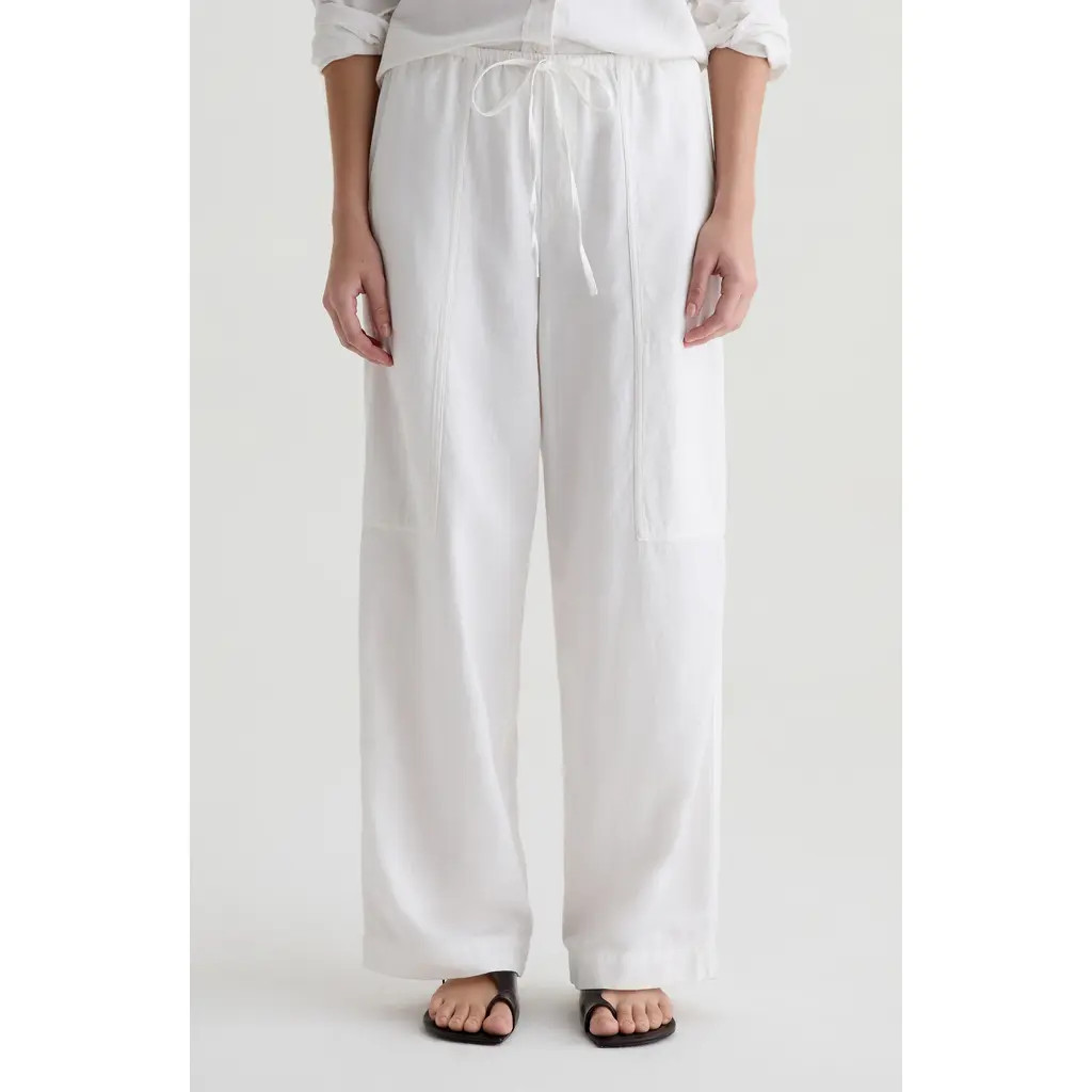 AG Nina Linen Blend Drawstring Pants in White at Nordstrom, Size X-Small | Nordstrom