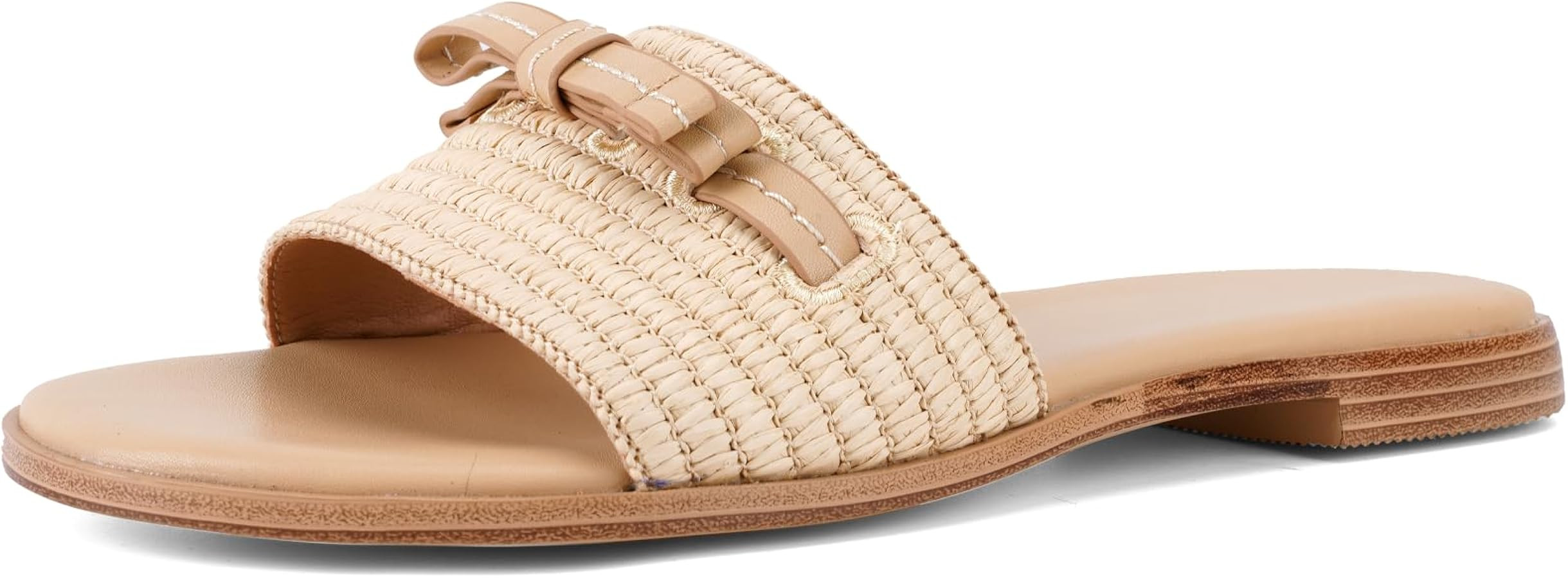 ZBOT Women's Beach Sandals Raffia Flat Shoes Round Toe Open Toe Slip-On Woven Style Suitable for ... | Amazon (US)