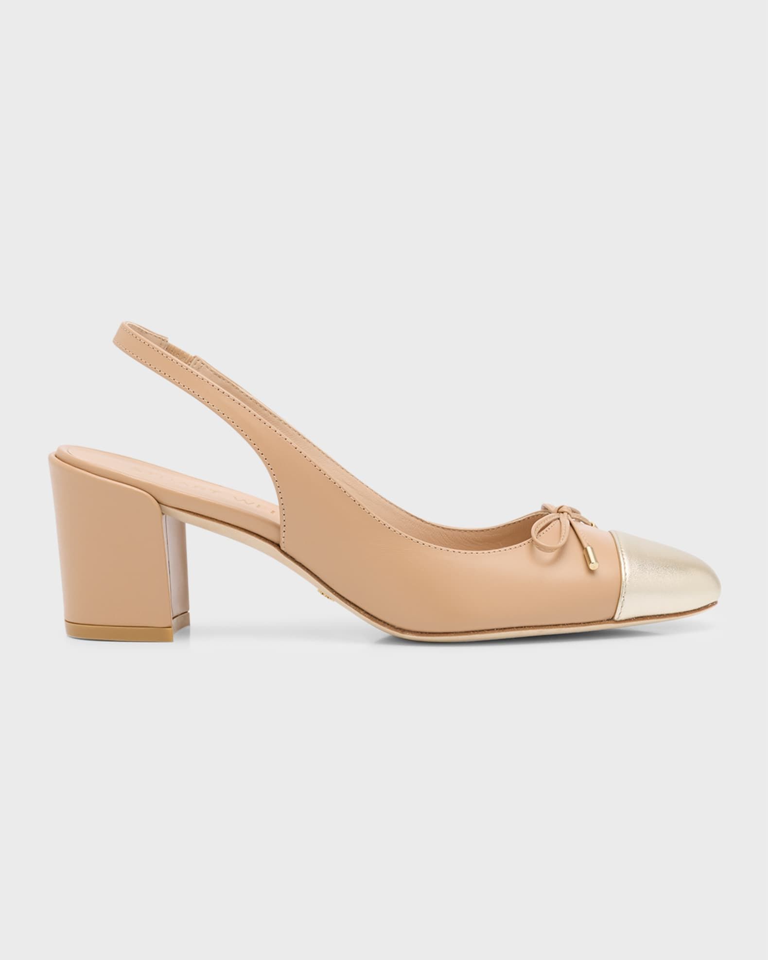 Sleek Mixed Leather Bow Slingback Pumps | Neiman Marcus