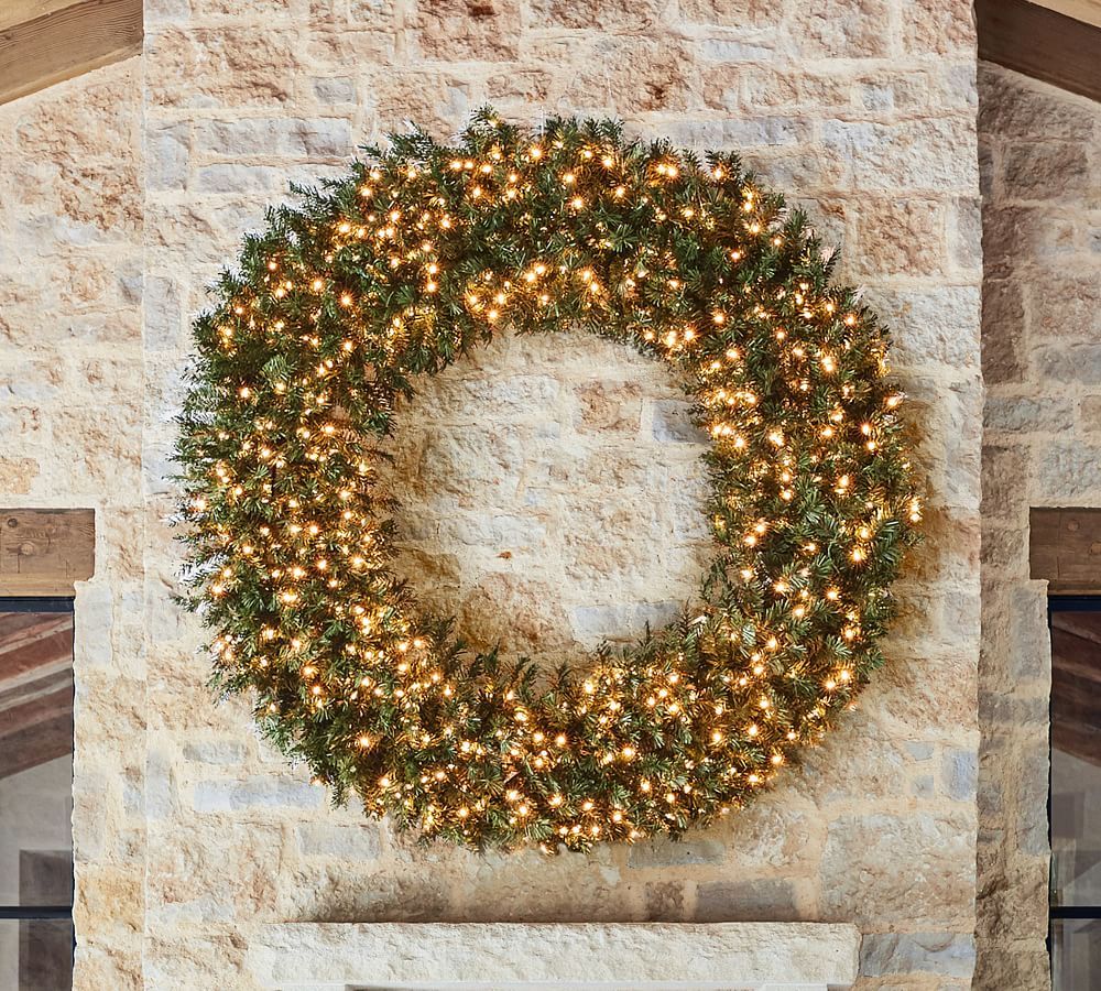 Faux Lit Aspen Spruce Wreath | Pottery Barn (US)