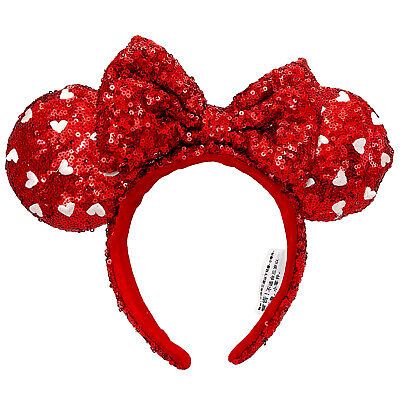 2022 Disney Parks Valentines Day Red Heart Bow Minnie Mouse Ear Headband  | eBay | eBay US