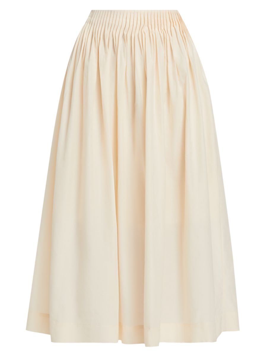 Artemis Gathered Cotton-Silk Skirt | Saks Fifth Avenue