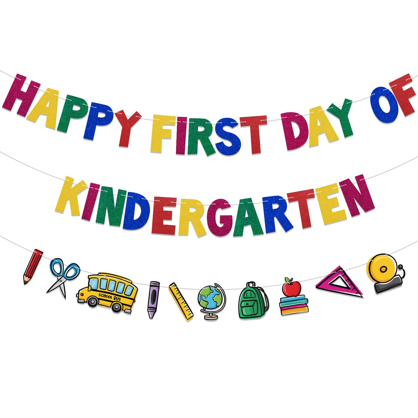 Happy First Day of Kindergarten Banner, Pre-Strung, Back to School Decorations, Welcome to School... | Amazon (CA)