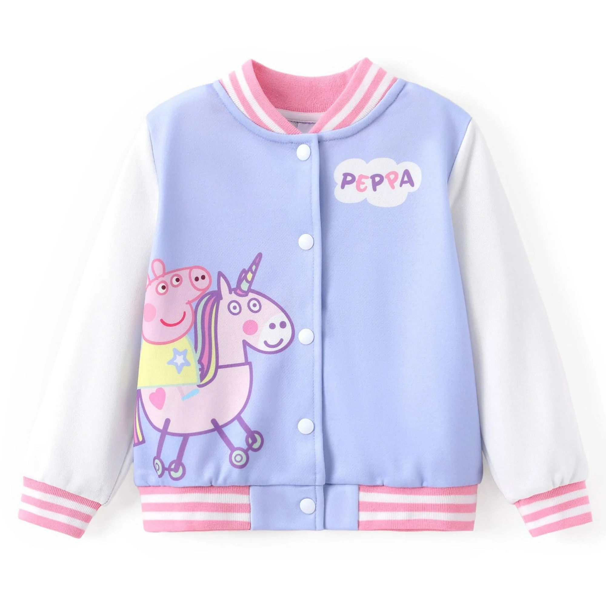 Peppa Pig Girls Bomber Jacket Colorblock Varsity Lightweight Sweatshirts Gift Fall Spring Size 2T | Walmart (US)