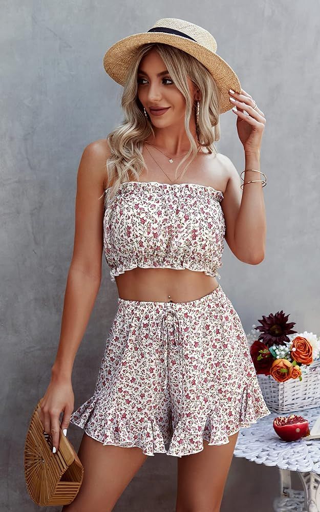 Two Peice Summer Floral Strapless Set  | Amazon (US)