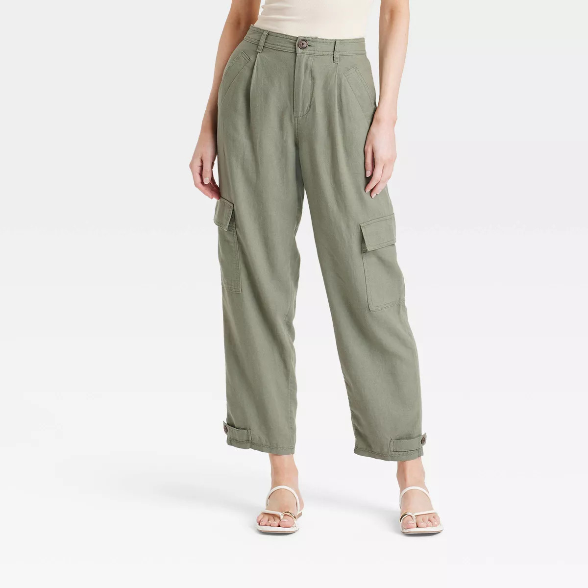 Women's High-Rise Straight Leg Linen Cargo Pants - A New Day™ | Target