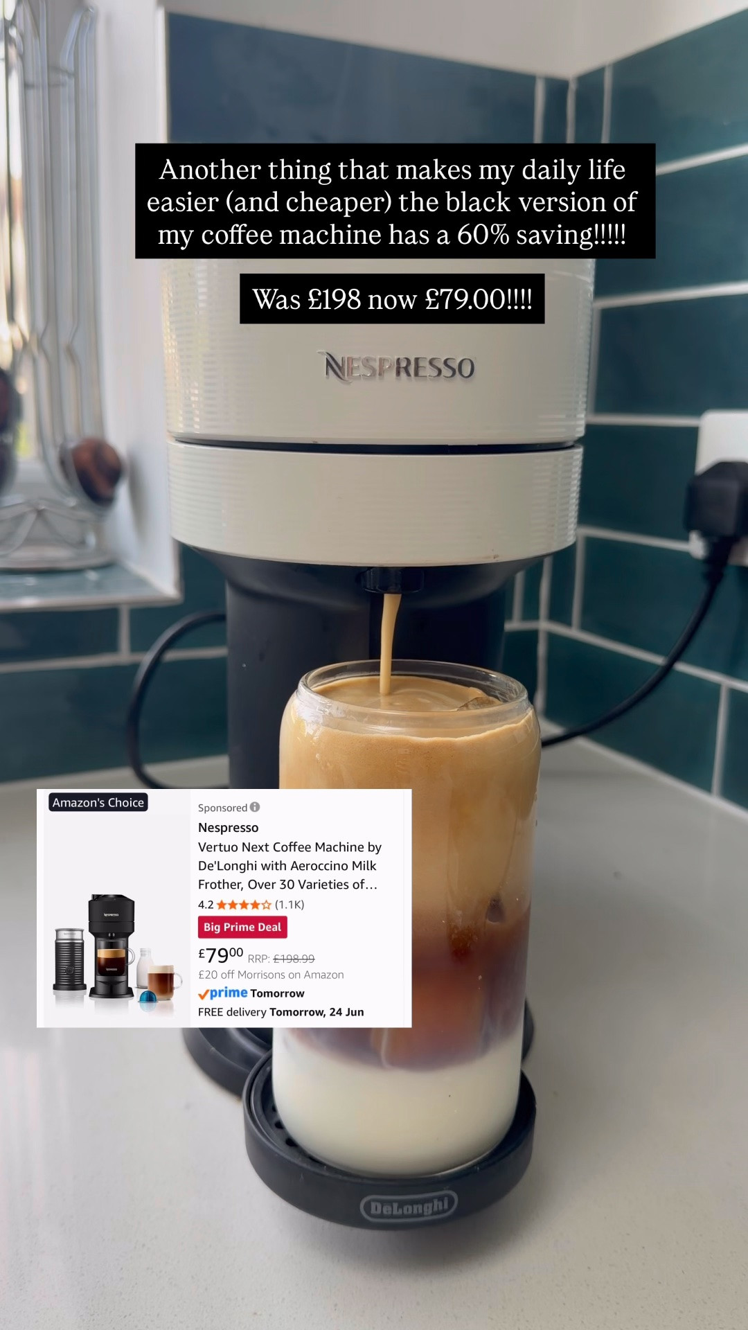 60% saving on my nespresso coffee machine for Amazon prime day!!