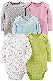 Simple Joys by Carter's Baby Girls' Long-Sleeve Bodysuit, Pack of 5 | Amazon (US)