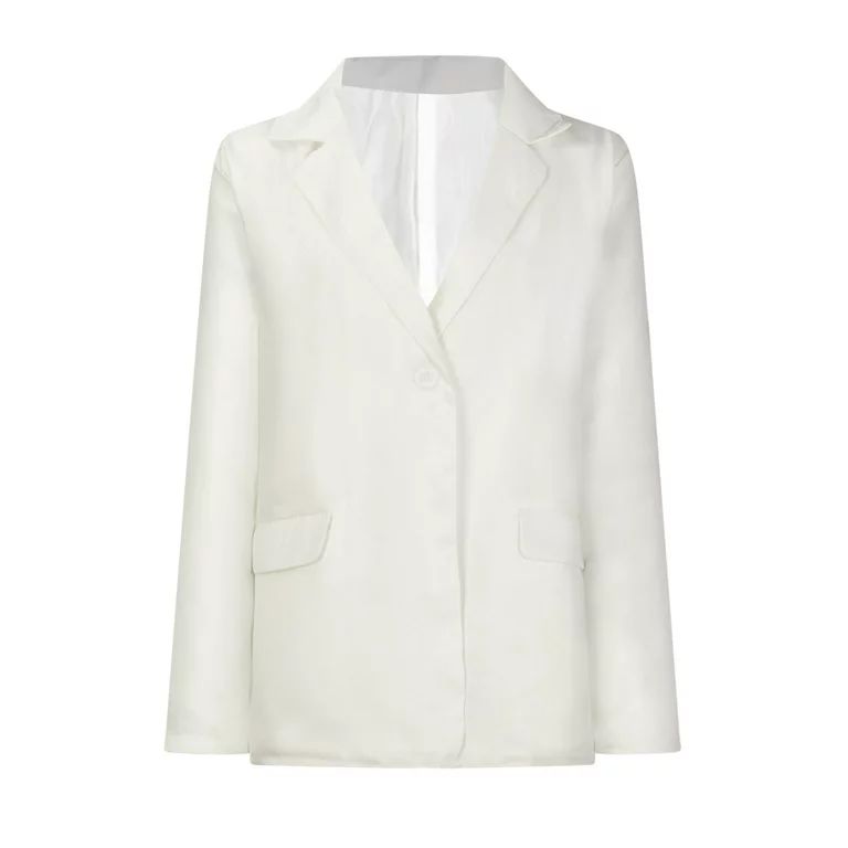 Casual Blazer for Women Casual Plain One Button Blazer Jacket Notched Long Sleeve Suit Coat Regul... | Walmart (US)