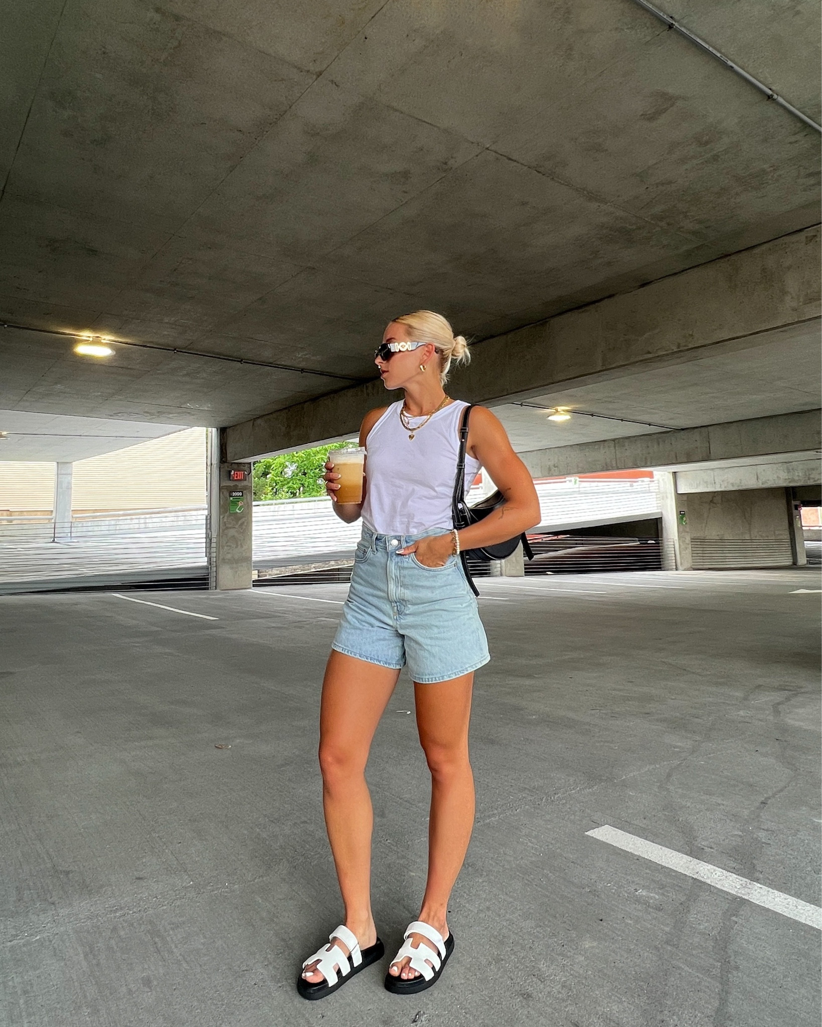 The most perfect basics 🤌🏼 @everlane @stevemadden 

Jean shorts, high rise jean shorts, light wash jean shorts, basic tank, everyday basics, basic outfit ideas, summer staples, summer essentials, casual summer fashion, casual summer outfits, casual summer style, Steve Madden slides, Steve Madden sandals, black and white sandals, Hermes sandals