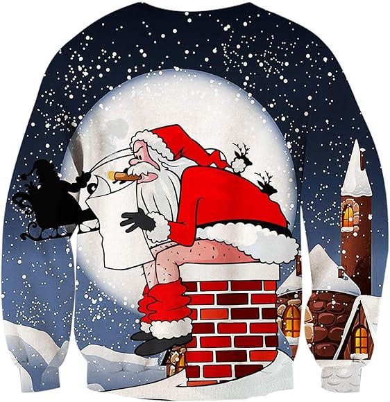 Idgreatim Unisex Ugly Christmas Crewneck Sweatshirt Novelty 3D Graphic Long Sleeve Sweater Shirt | Amazon (US)