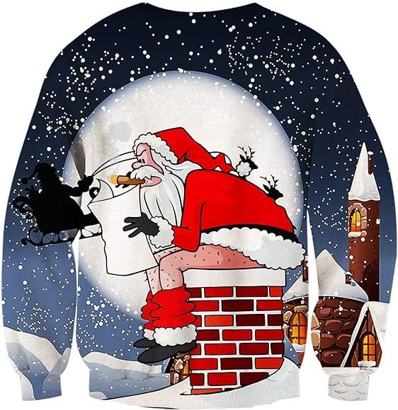 Idgreatim Unisex Ugly Christmas Crewneck Sweatshirt Novelty 3D Graphic Long Sleeve Sweater Shirt | Amazon (US)